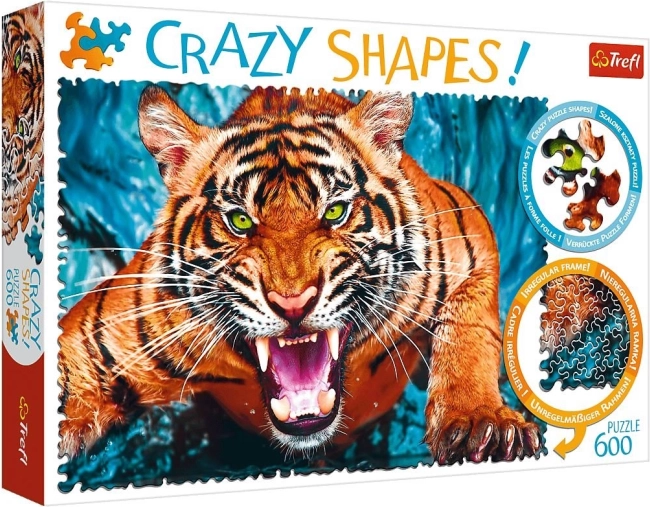 Puzzle Crazy Shapes 600 tükki Näost näkku tiigriga Trefl