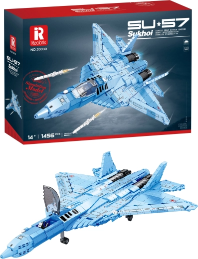Su-57 hävituslennuki ehituskomplekt sinises kamuflaažis (1456 osa)