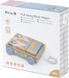 VIGA PolarB wooden pull-along wagon with blocks, 21 pieces