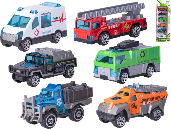 Metallist mänguautode komplekt, assortii 6 tk (6,5–7,5 cm) kinkekarbis