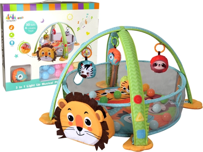 Educational play mat lion 3-in-1 with playpen and balls, melodies