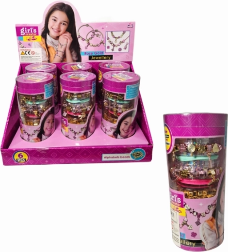 DIY jewelry-making set in a tube (charm bracelets, beads) - 1 piece