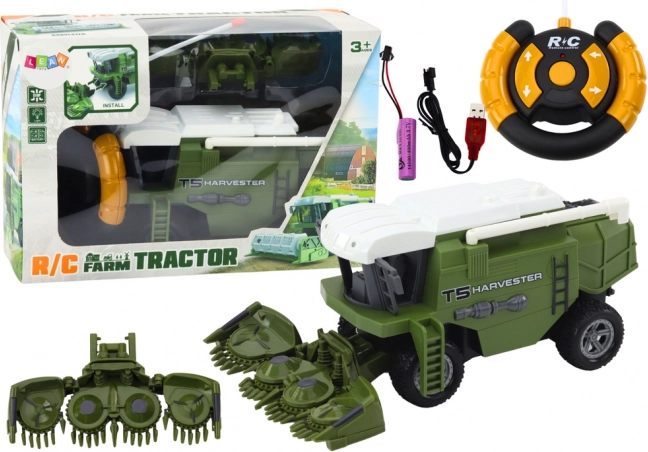 RC agricultural combine harvester green