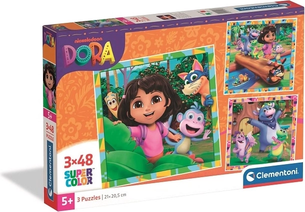Clementoni Dora puzzle 3×48 pieces SuperColor