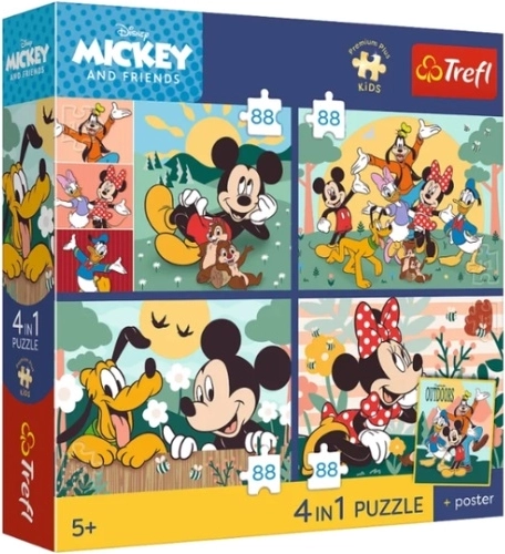 Trefl pusle Premium Plus Kids Myszka Mickey – Razem z przyjaciółmi 4×88 tükki