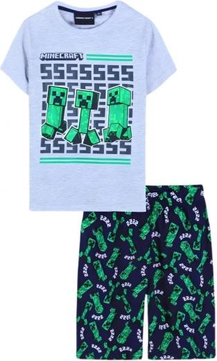 Children's Minecraft Pyjamas in Grey and Navy Blue