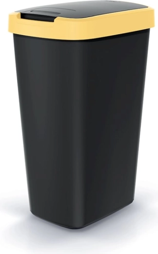 45 L Trash Can with Swing Lid COMPACTA Q FLAP, Black-Yellow
