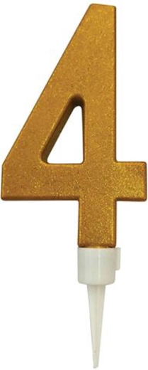 Cake Candle Number 4 Gold 16 cm