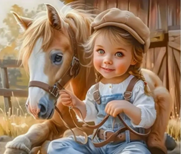 Norimpex diamond painting – girl with a horse (30 × 40 cm)