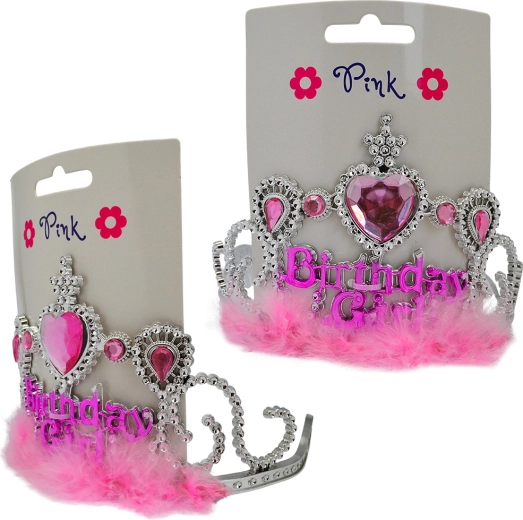 Happy Birthday Headband with Pink Feathers