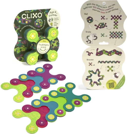 CLIXO Tiny & Mighty Dino magnetiline ehituskomplekt – 9 tk