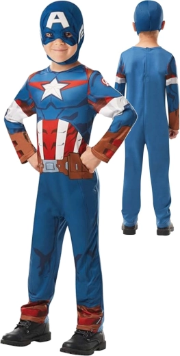 Laste kostüüm Marvel Avengers Kapten Ameerika maskiga, 110–116 cm