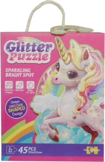 glitter puzzle 45 pieces – unicorn
