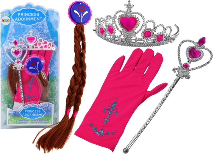 Accessory set for little princesses Wand Gloves Crown Braids