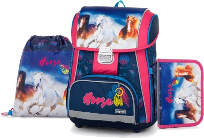3-osaline koolikomplekt Oxybag hobuse motiiviga