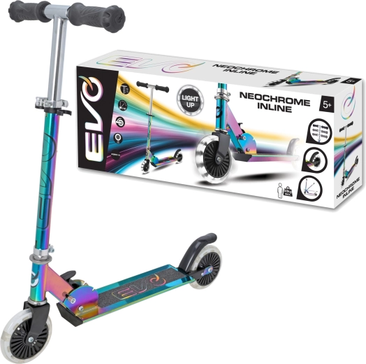EVO kids’ folding scooter Neochrome with LED wheels