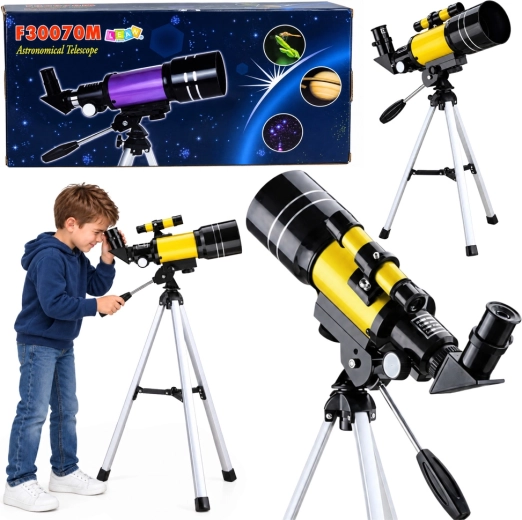 Children's astronomical telescope with tripod and phone holder