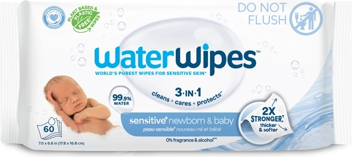 Niisked salvrätikud WATERWIPES Newborn & Baby 3-ühes 60 tk