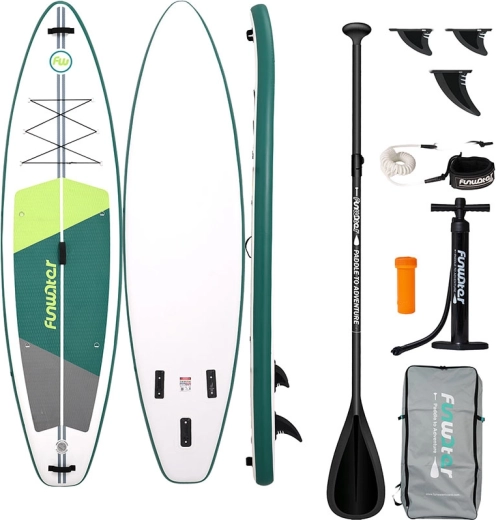 FunWater täispuhutav aerulaud SUP roheline-valge 335 × 84 × 15 cm