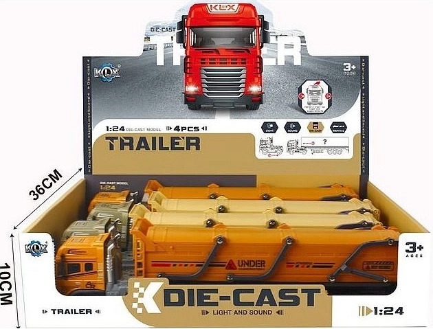 Metal truck with trailer 39 cm with light and sound effects