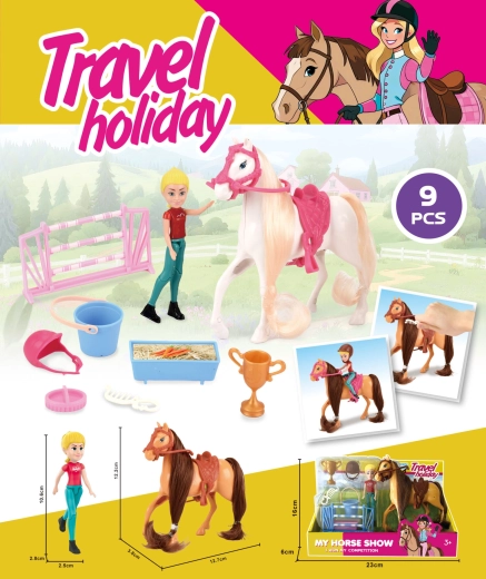 Horse with rider figurine 12.5 cm – brown