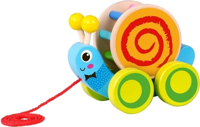 Wooden Pull-Along Snail for Children