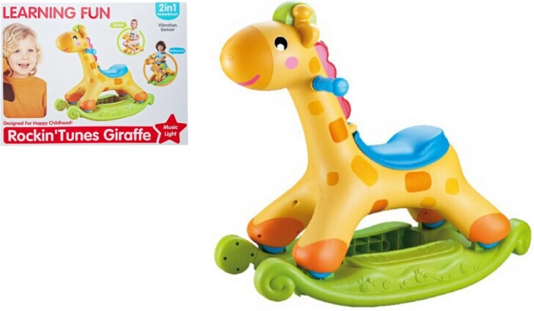 Rocking giraffe toy with music and lights
