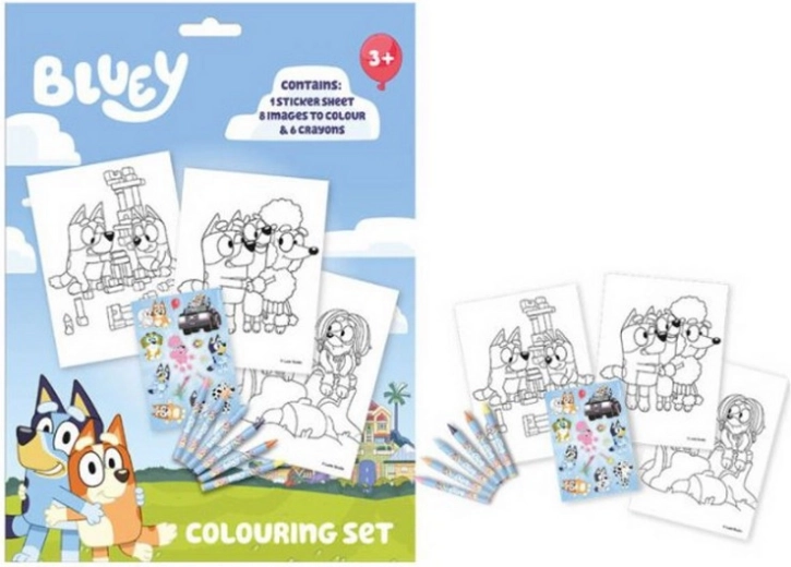 BLUEY värvimisraamatu loovkomplekt pliiatsite ja kleepsudega