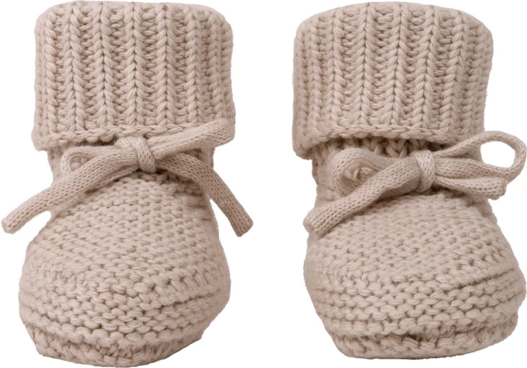 Lodger knitted baby booties birch 0–6 months