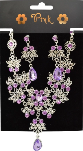Pink Royal Glamour Necklace and Earring Set