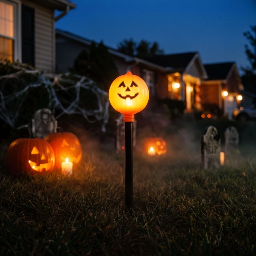 Halloween pumpkin garden stake light, battery-powered