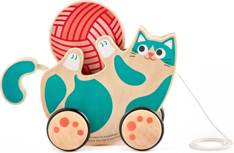 Pull-along kitten with rattle