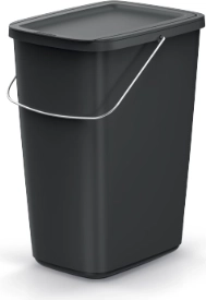 Prügikast 25 l taaskasutatud plastist kaanega KEden COMPACTA Q BASIC – must