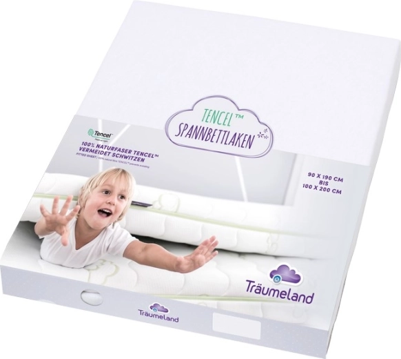 Träumelandi voodilina juniorvoodile Tencel 90 × 200 cm, valge