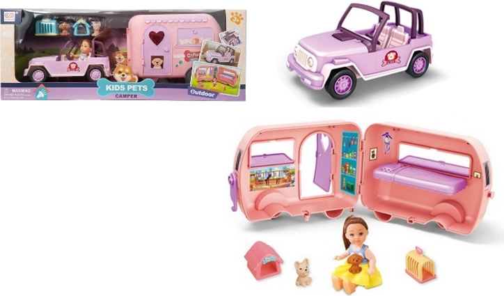 Car with Camper Trailer, Doll and Accessories