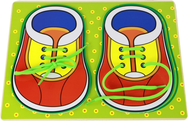 Puidust hariv mänguasi kingapaelte sidumise õppimiseks