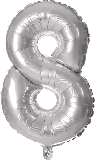 Foil Balloon Number 8 Silver 30 cm TORO