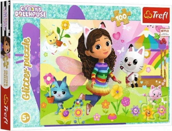 TREFL Puzzle Gabby’s Dollhouse 100 pieces – glitter edition
