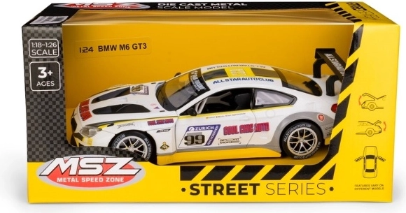 MSZ BMW M6 GT3 võidusõiduautomudel 1:24 valge