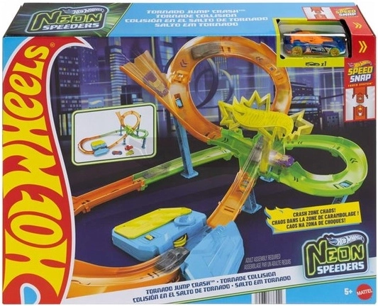 Hot Wheels neoonvõidusõiduraja Tornado Jump Crush Neon Speeders