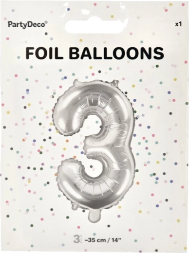 Fooliumõhupall number 3, hõbedane, 35 cm