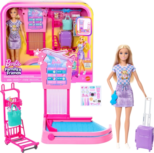 Barbie lennujaam – check-in ja pagasi väljastus mängukomplekt nuku ja tarvikutega