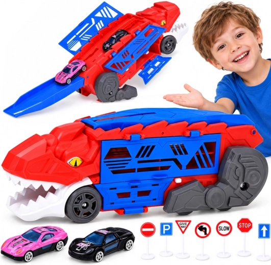 Kokkupandav dinosaurus-auto 2 ühes koos garaaži ja väljalaskjaga