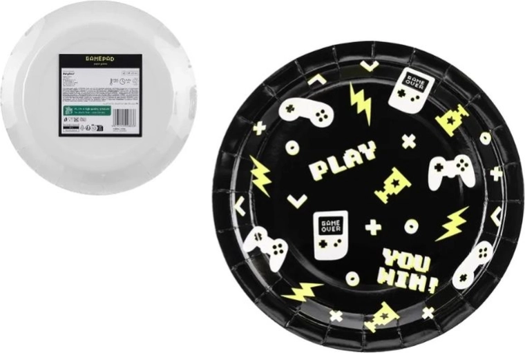 Paper Plates Gamepads 23 cm (6 pcs)