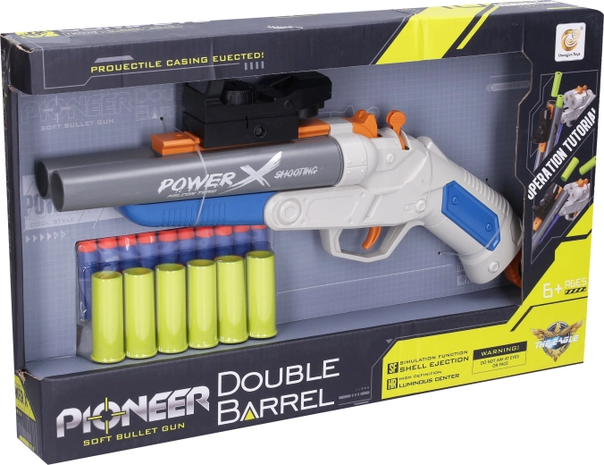 Pioneer Double Barrel toy rifle with foam darts and shells 37 cm - 1 piece