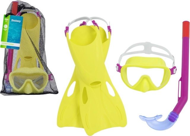 BESTWAY laste snorgeldamiskomplekt – mask, snorkel ja lestad, kollane