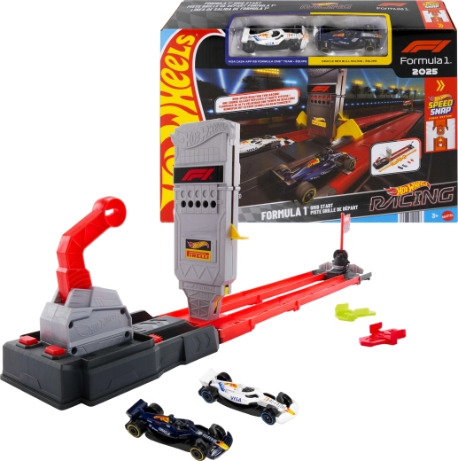 Hot Wheels Racing Formula 1 rajakomplekt kiire võidusõit + 2 vormelautot
