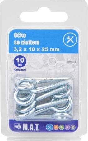 Closed eye with thread 25 × 10 × 3.2 mm, zinc (10 pcs)