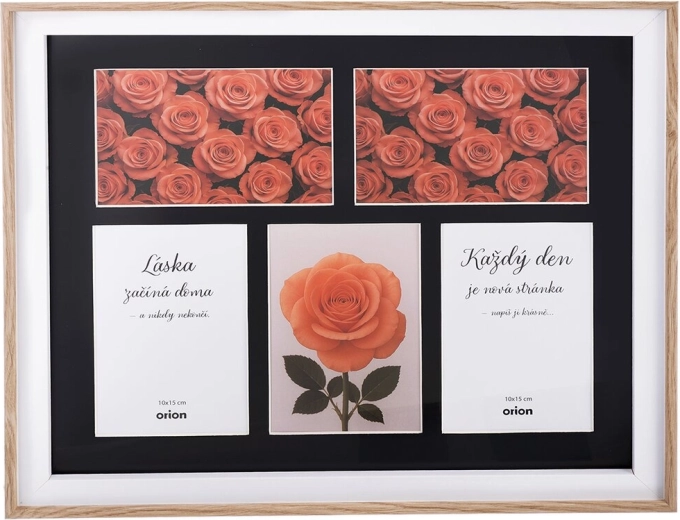 Beige wooden multi-frame for 5 photos 10 × 15 cm, 40 × 34 cm