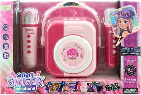 Karaokekomplekt 2 Bluetooth-mikrofoniga, roosa